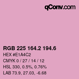 カラーコード: RGB 225 164.2 194.6 | qconv.com