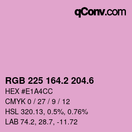 カラーコード: RGB 225 164.2 204.6 | qconv.com