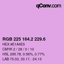 カラーコード: RGB 225 164.2 229.6 | qconv.com