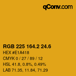 カラーコード: RGB 225 164.2 24.6 | qconv.com