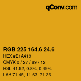 カラーコード: RGB 225 164.6 24.6 | qconv.com