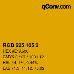 Farbcode: RGB 225 165 0 | qconv.com