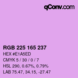 カラーコード: RGB 225 165 237 | qconv.com