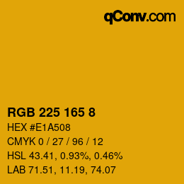 カラーコード: RGB 225 165 8 | qconv.com