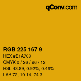 カラーコード: RGB 225 167 9 | qconv.com