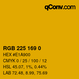 Color code: RGB 225 169 0 | qconv.com