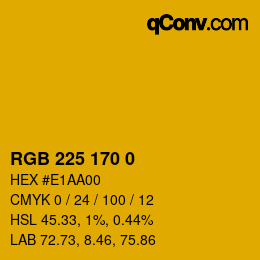 Color code: RGB 225 170 0 | qconv.com