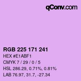 Color code: RGB 225 171 241 | qconv.com