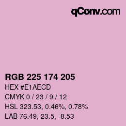 Color code: RGB 225 174 205 | qconv.com