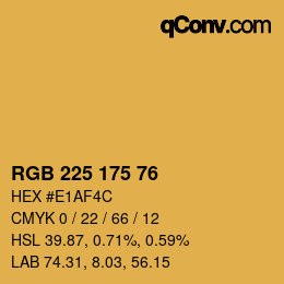Color code: RGB 225 175 76 | qconv.com