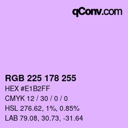 Color code: RGB 225 178 255 | qconv.com