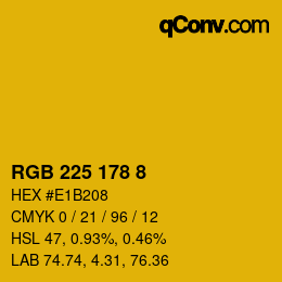 Color code: RGB 225 178 8 | qconv.com