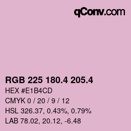 カラーコード: RGB 225 180.4 205.4 | qconv.com