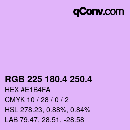 カラーコード: RGB 225 180.4 250.4 | qconv.com