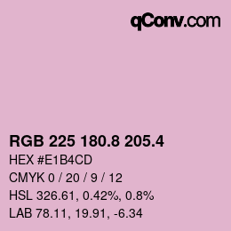 カラーコード: RGB 225 180.8 205.4 | qconv.com
