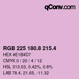 カラーコード: RGB 225 180.8 215.4 | qconv.com