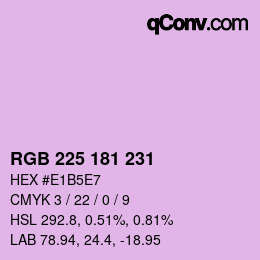 カラーコード: RGB 225 181 231 | qconv.com