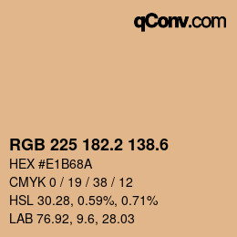 カラーコード: RGB 225 182.2 138.6 | qconv.com