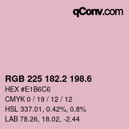 カラーコード: RGB 225 182.2 198.6 | qconv.com