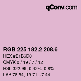 カラーコード: RGB 225 182.2 208.6 | qconv.com