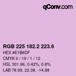 カラーコード: RGB 225 182.2 223.6 | qconv.com