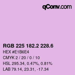 カラーコード: RGB 225 182.2 228.6 | qconv.com