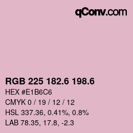 カラーコード: RGB 225 182.6 198.6 | qconv.com