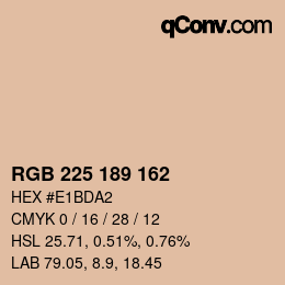 Color code: RGB 225 189 162 | qconv.com