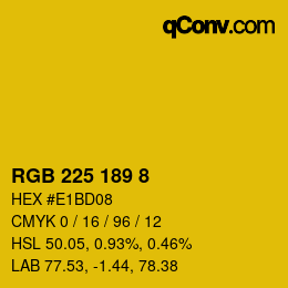 カラーコード: RGB 225 189 8 | qconv.com