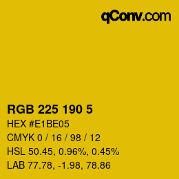 Color code: RGB 225 190 5 | qconv.com