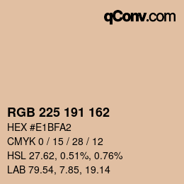 Color code: RGB 225 191 162 | qconv.com