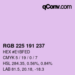 カラーコード: RGB 225 191 237 | qconv.com