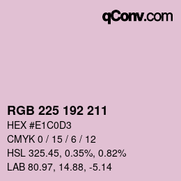 カラーコード: RGB 225 192 211 | qconv.com