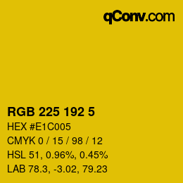 Color code: RGB 225 192 5 | qconv.com