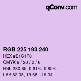 Color code: RGB 225 193 240 | qconv.com