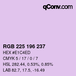 Color code: RGB 225 196 237 | qconv.com