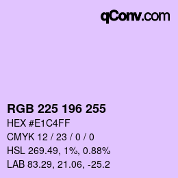 Color code: RGB 225 196 255 | qconv.com