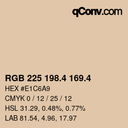 カラーコード: RGB 225 198.4 169.4 | qconv.com