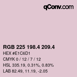 カラーコード: RGB 225 198.4 209.4 | qconv.com