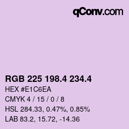 カラーコード: RGB 225 198.4 234.4 | qconv.com