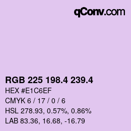 カラーコード: RGB 225 198.4 239.4 | qconv.com