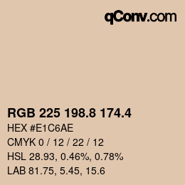 カラーコード: RGB 225 198.8 174.4 | qconv.com