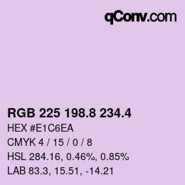 カラーコード: RGB 225 198.8 234.4 | qconv.com