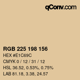 カラーコード: RGB 225 198 156 | qconv.com