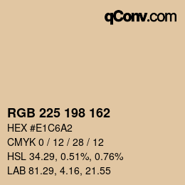 カラーコード: RGB 225 198 162 | qconv.com