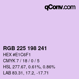 Color code: RGB 225 198 241 | qconv.com