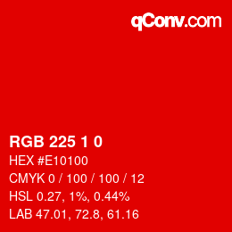 カラーコード: RGB 225 1 0 | qconv.com