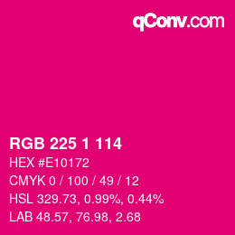 颜色代码: RGB 225 1 114 | qconv.com