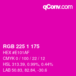 颜色代码: RGB 225 1 175 | qconv.com