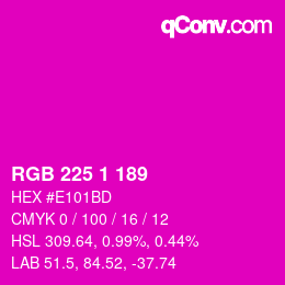 颜色代码: RGB 225 1 189 | qconv.com